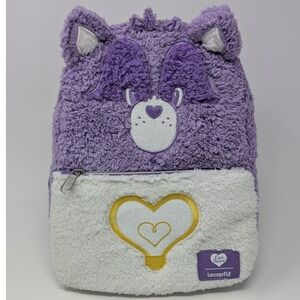 Loungefly Care Bears Bright Heart Raccoon Fuzzy Mini-Backpack Handbag NEW‎